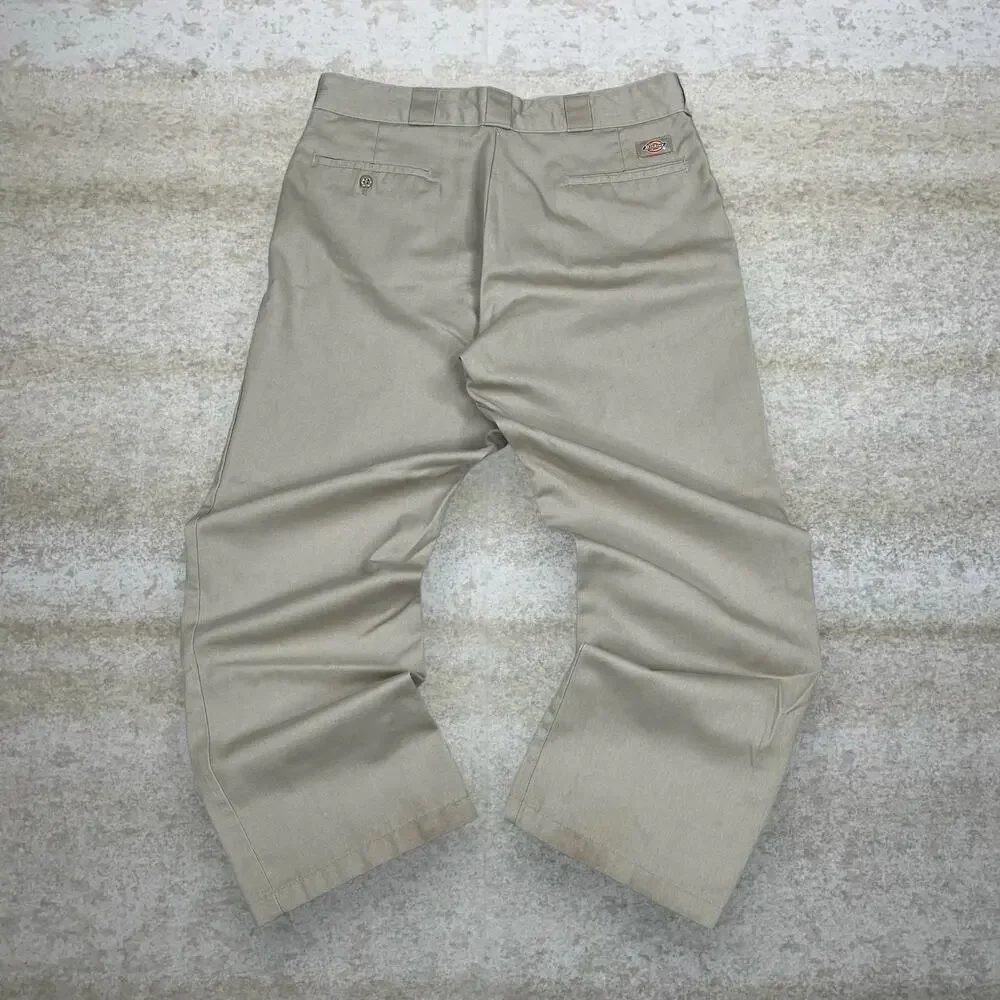 Vintage Y2K Dickies Khakis Pants 36x30 Original Fit Tan Cotton 874 Flat Front